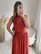Ensemble haut + jupe rouille - Lola