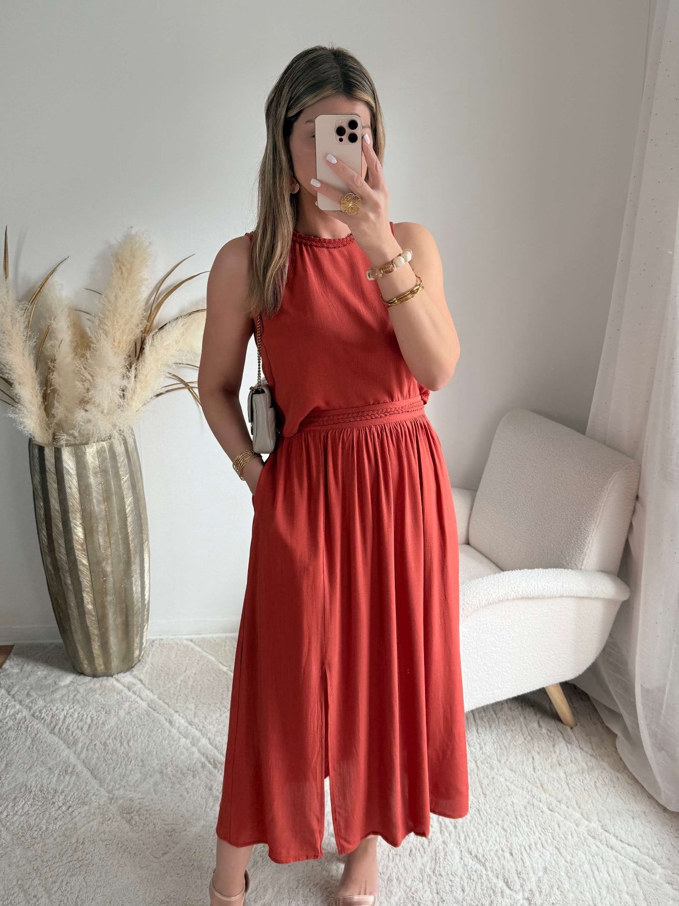 Ensemble haut + jupe rouille - Lola