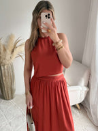 Ensemble haut + jupe rouille - Lola