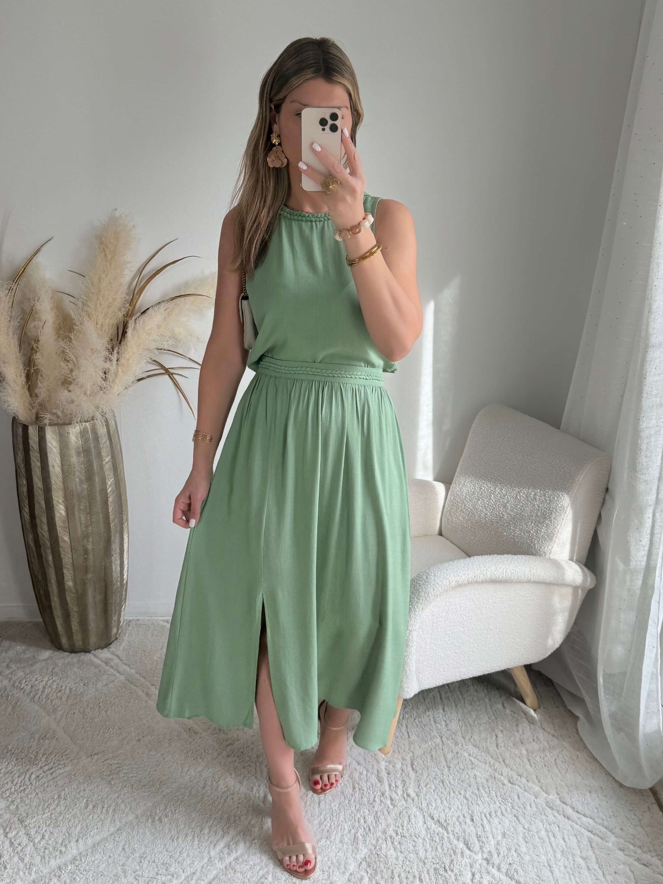 Ensemble haut + jupe vert - Lola