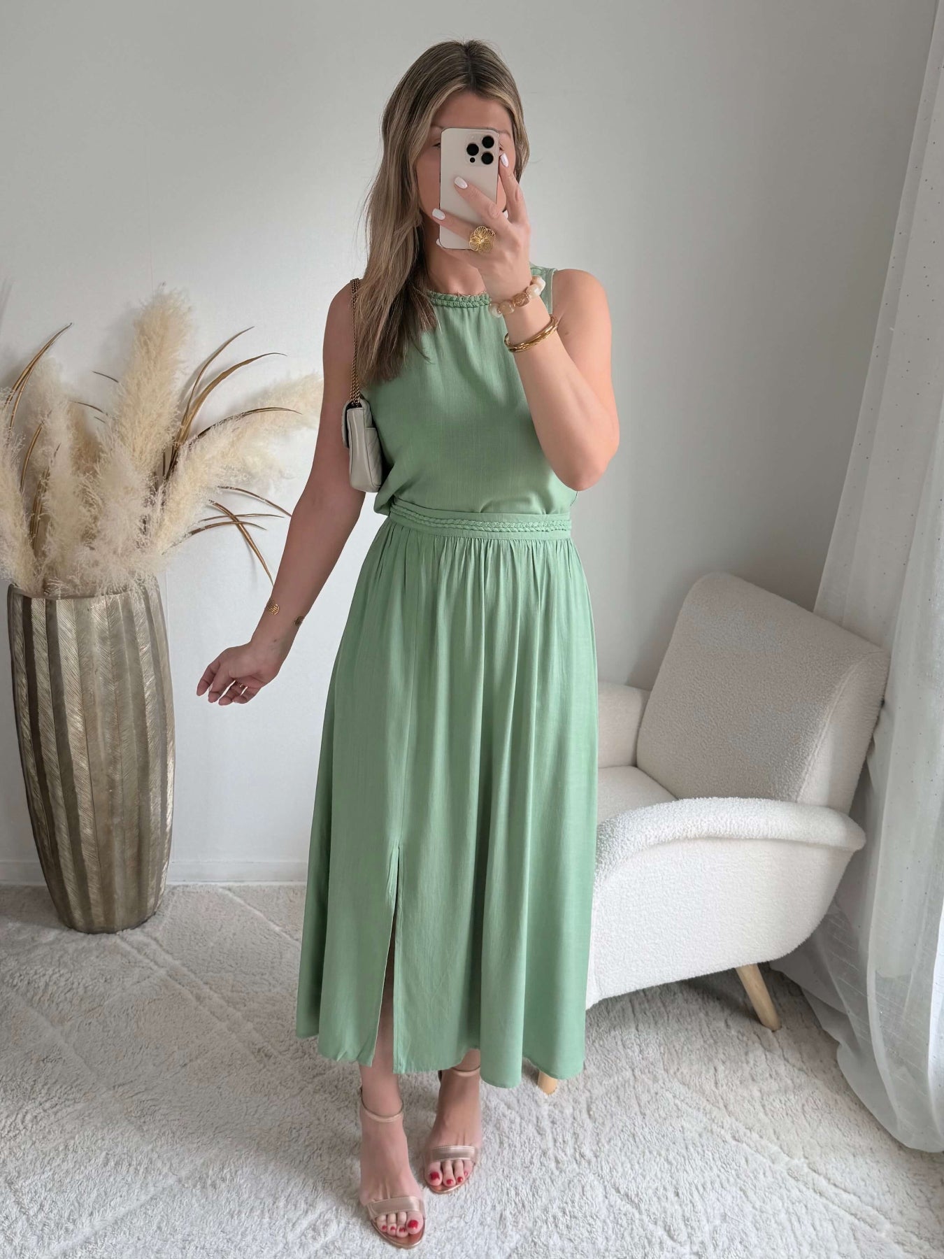 Ensemble haut + jupe vert - Lola