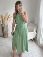 Ensemble haut + jupe vert - Lola