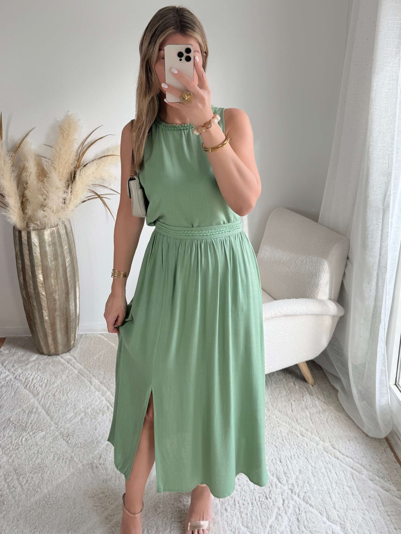 Ensemble haut + jupe vert - Lola