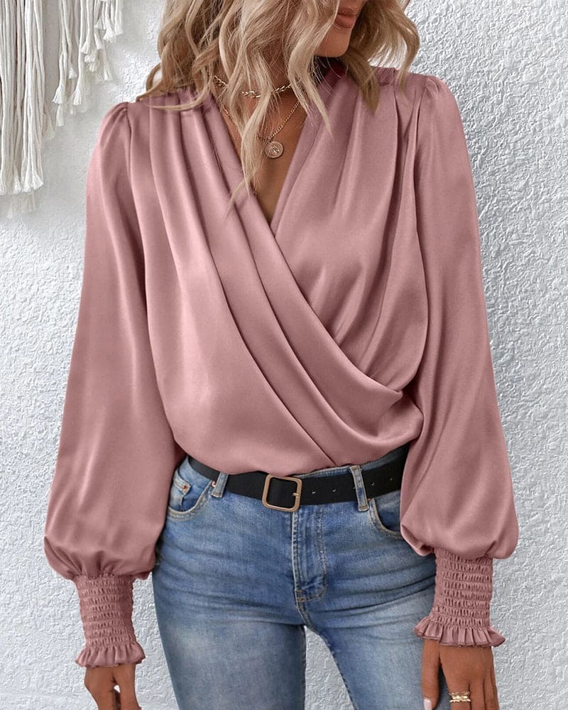 Camille | Blouse Wrap Élégante Fluide Printanier