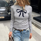 Pull Femme Col Rond à Motif Nœud