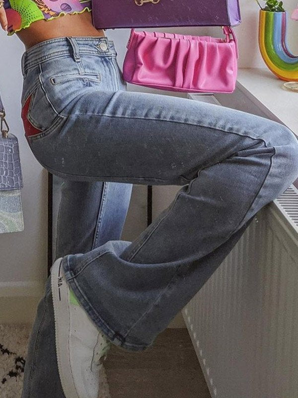 Jean Évasé Tendance avec Patch Étoile