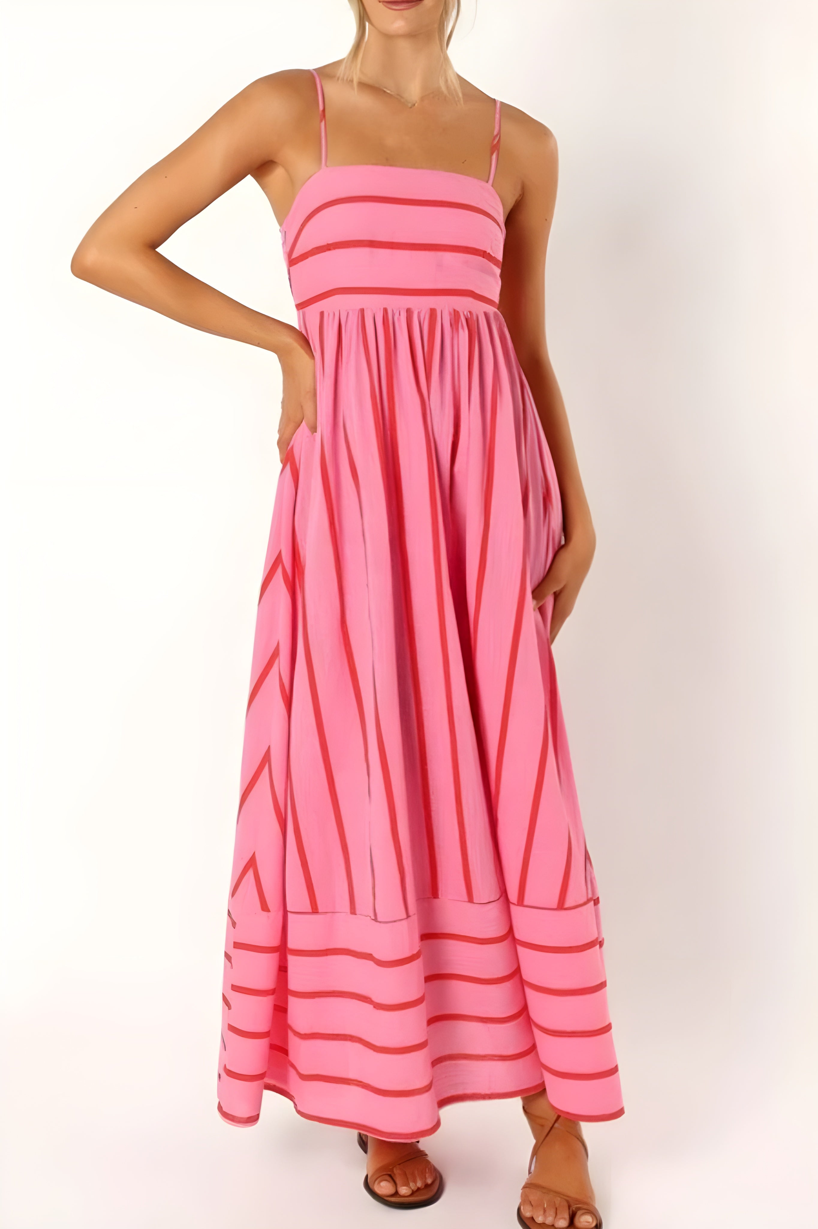 Camille | Robe Maxi d'Été à Rayures Tendance Élégante