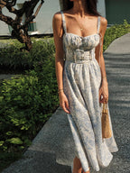 Camille | Robe Midi Cocktail Florale Tendance Été Chic