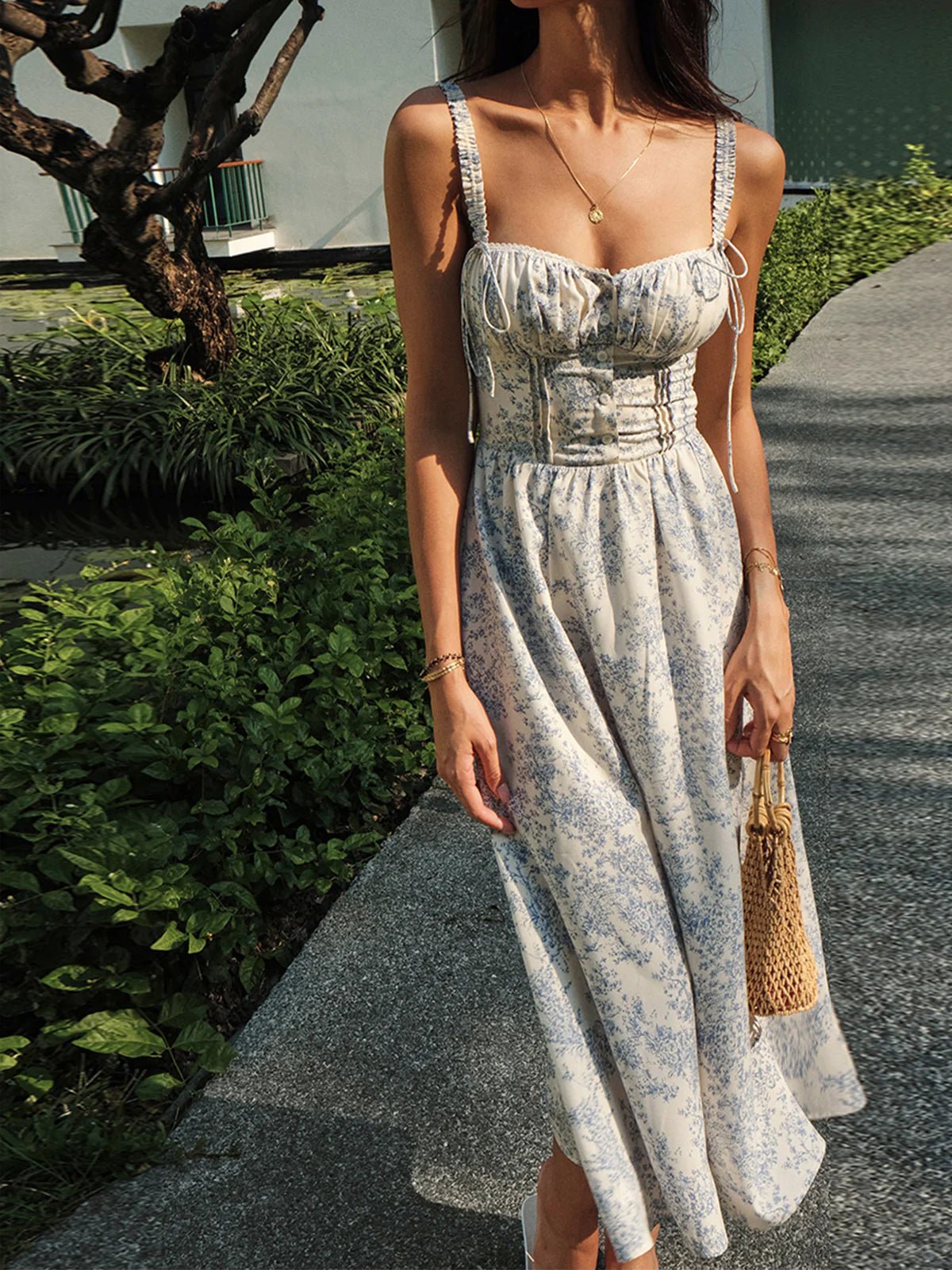 Camille | Robe Midi Cocktail Florale Tendance Été Chic