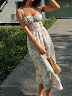 Camille | Robe Midi Cocktail Florale Tendance Été Chic