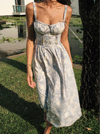 Camille | Robe Midi Cocktail Florale Tendance Été Chic