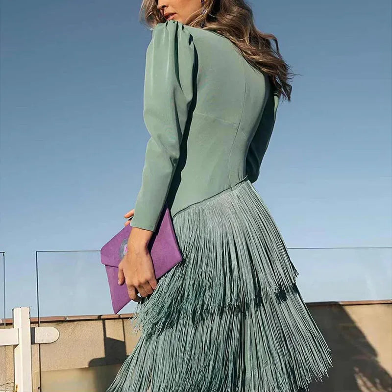 Camille | Robe Maxi Détail Frange Tendance Élégant