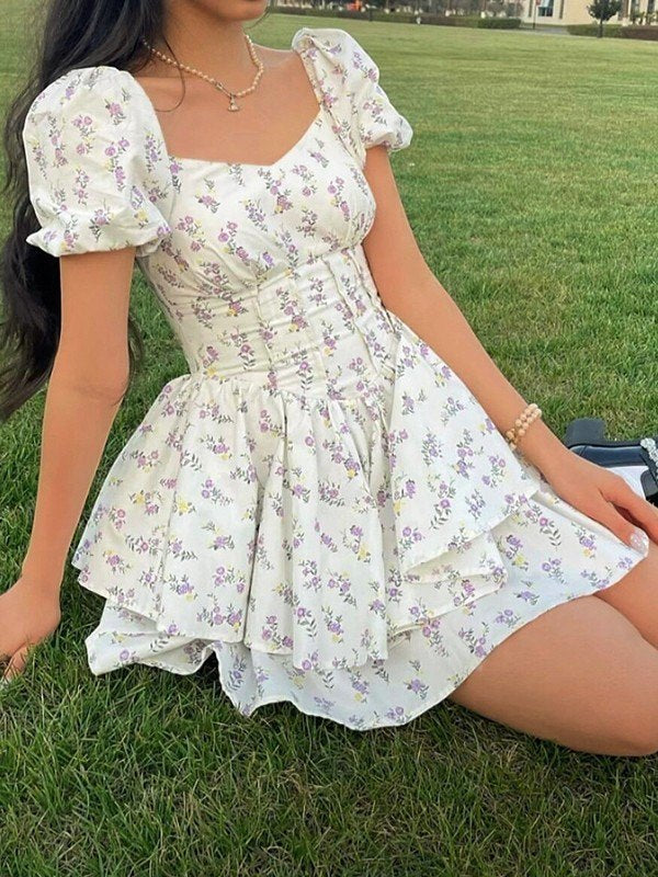 Emma | Robe Mini Corset Florale Tendance Été Élégant