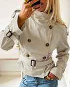 Veste Trench Courte Polyvalente Ceinturée