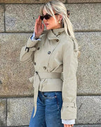 Veste Trench Courte Polyvalente Ceinturée