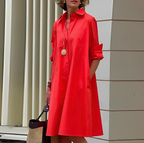 Robe Chemise Longue Femme - Claire – Rouge