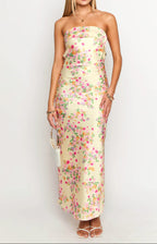 Élodie | Robe Maxi Jaune Fleurie Tendance Été Élégant