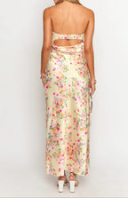 Élodie | Robe Maxi Jaune Fleurie Tendance Été Élégant