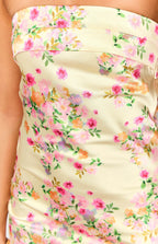 Élodie | Robe Maxi Jaune Fleurie Tendance Été Élégant