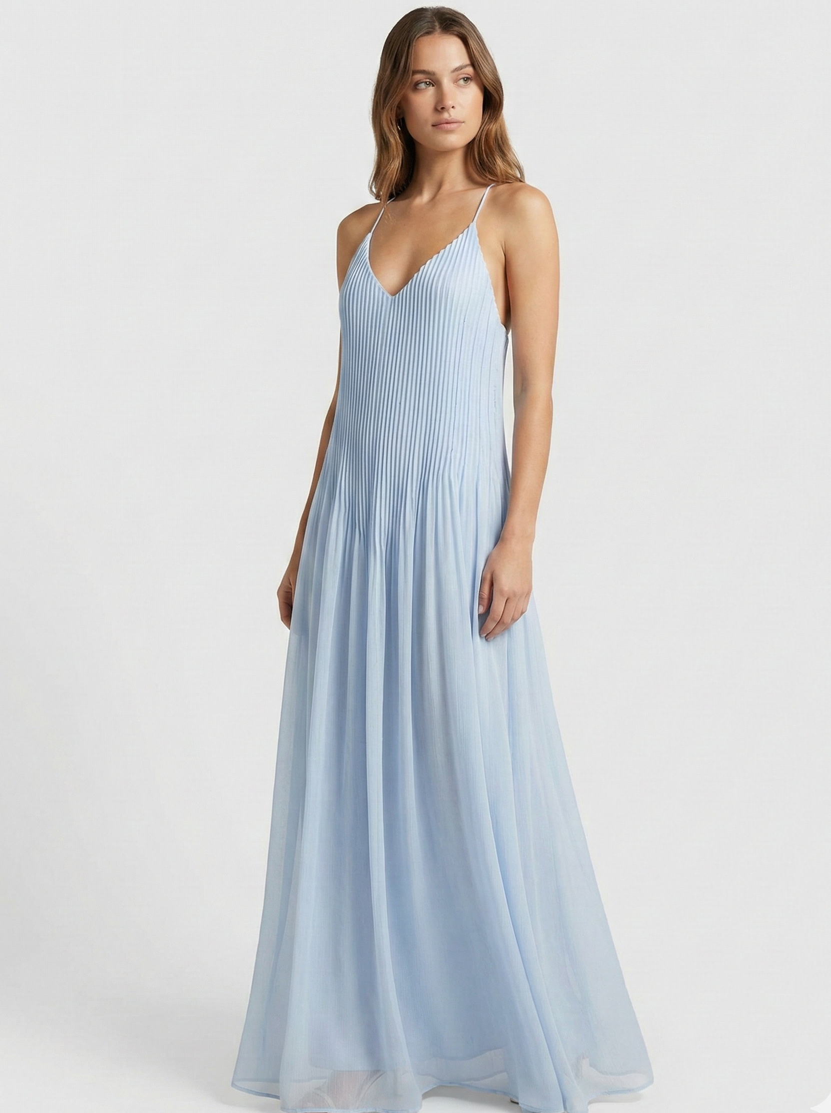 Clara | Robe Maxi Spaghetti Plissée Fluide Élégante