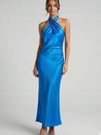 Camille | Robe Maxi Satinée Halter Tendance Élégante