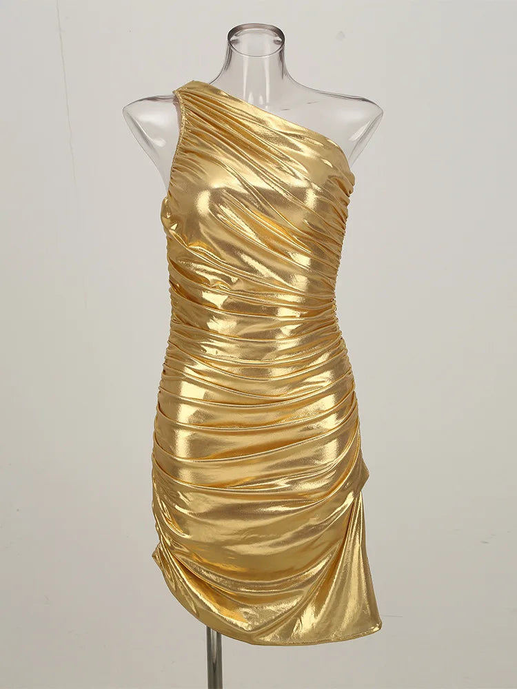 Camille | Robe Midi de Soirée Dorée Tendance Élégant
