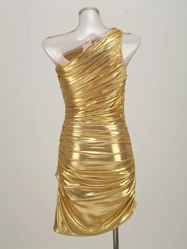 Camille | Robe Midi de Soirée Dorée Tendance Élégant