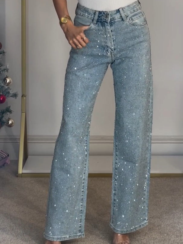 Jean Droit Taille Haute Tendance Éclat