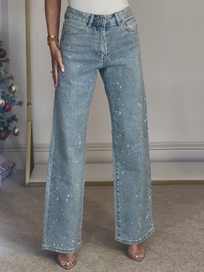 Jean Droit Taille Haute Tendance Éclat