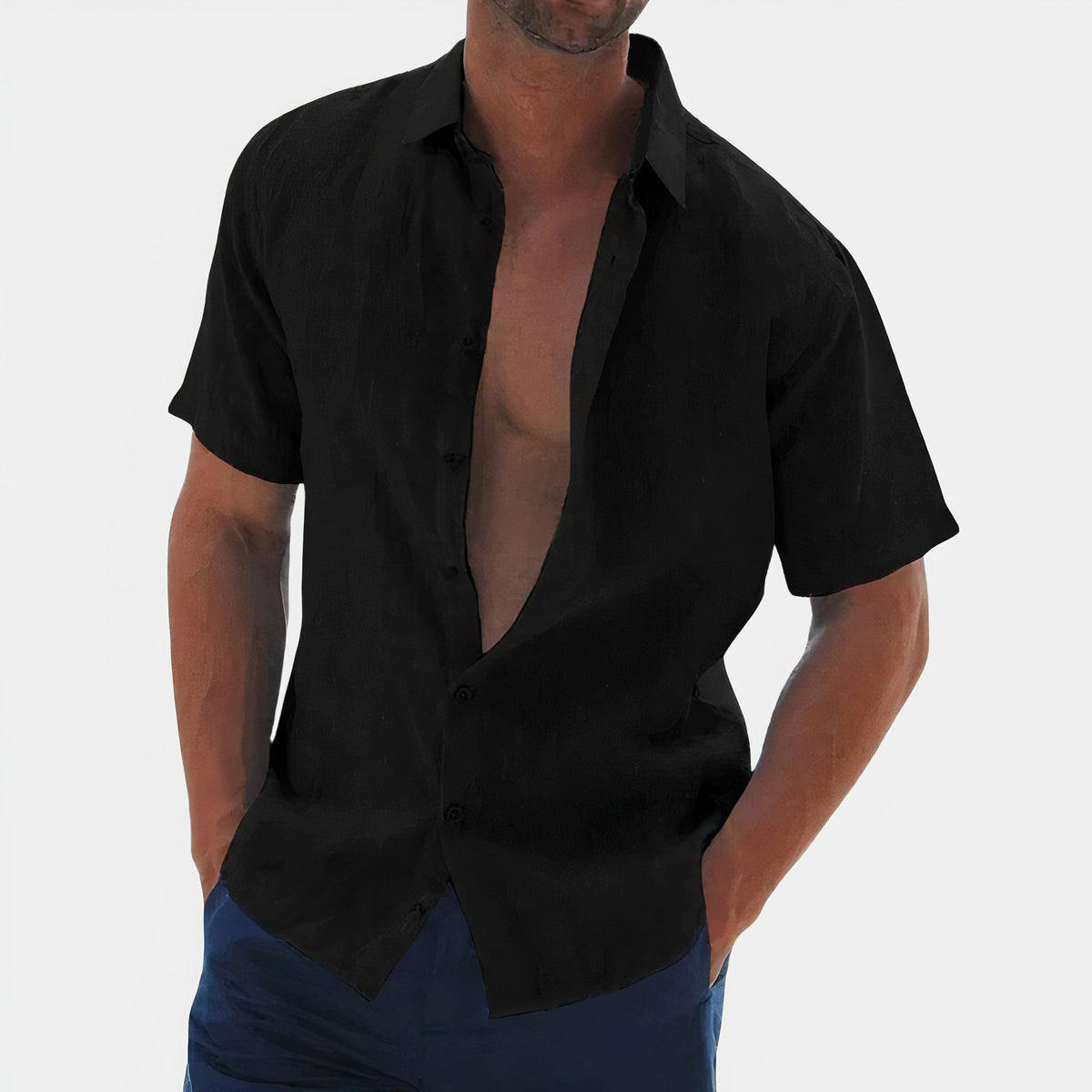 Chemise En Lin pour Homme | Décontractée – Noir