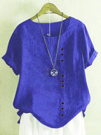Blouse Femme En Lin Manches Courtes Boutonnée - Hélène – Rose