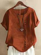 Blouse Femme En Lin Manches Courtes Boutonnée - Hélène