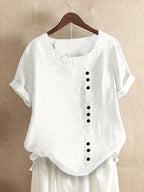 Blouse Femme En Lin Manches Courtes Boutonnée - Hélène