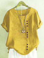 Blouse Femme En Lin Manches Courtes Boutonnée - Hélène