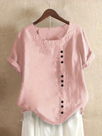 Blouse Femme En Lin Manches Courtes Boutonnée - Hélène