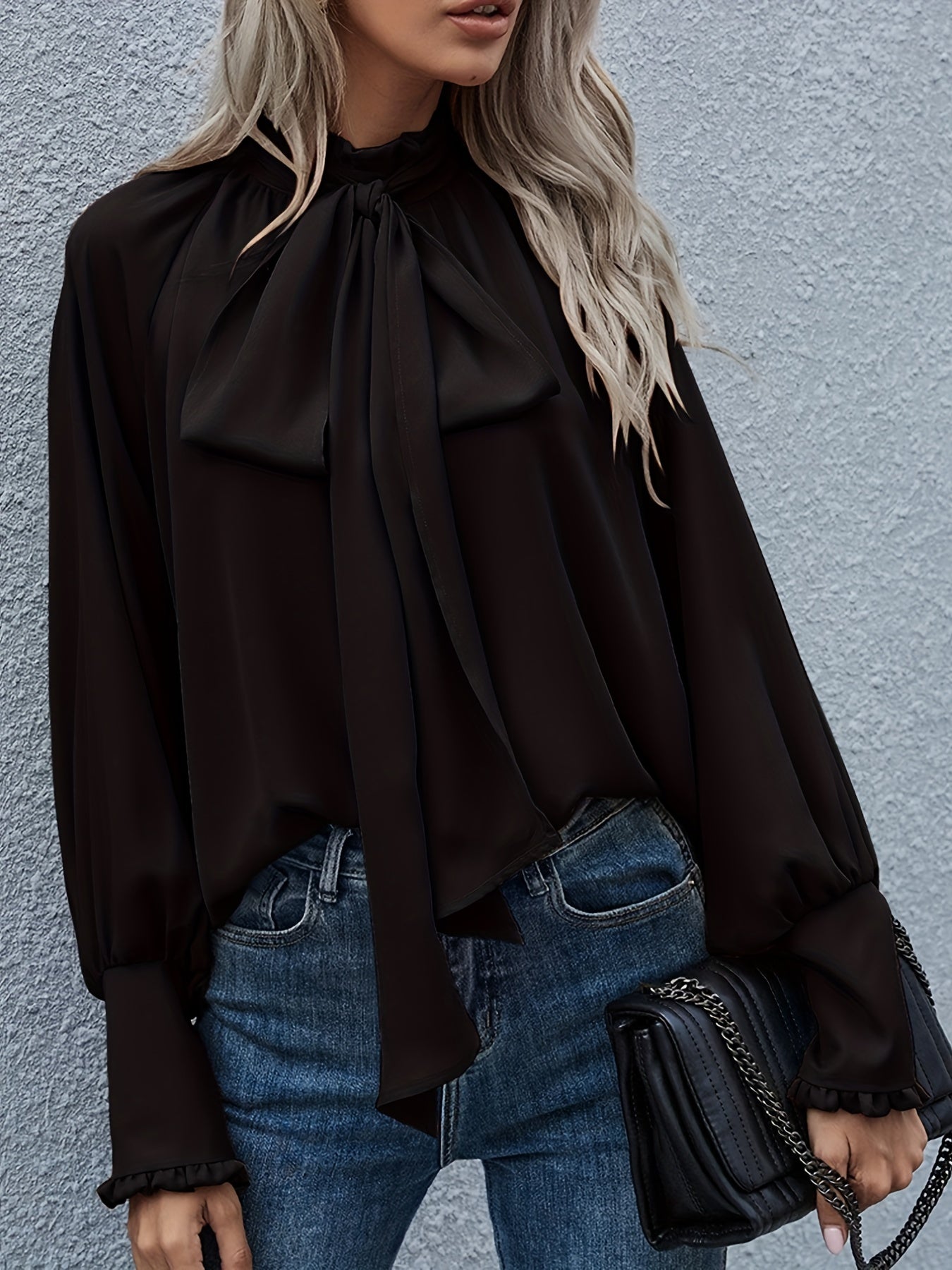 Emma | Blouse à Manches Longues Nœud Tendance Élégant