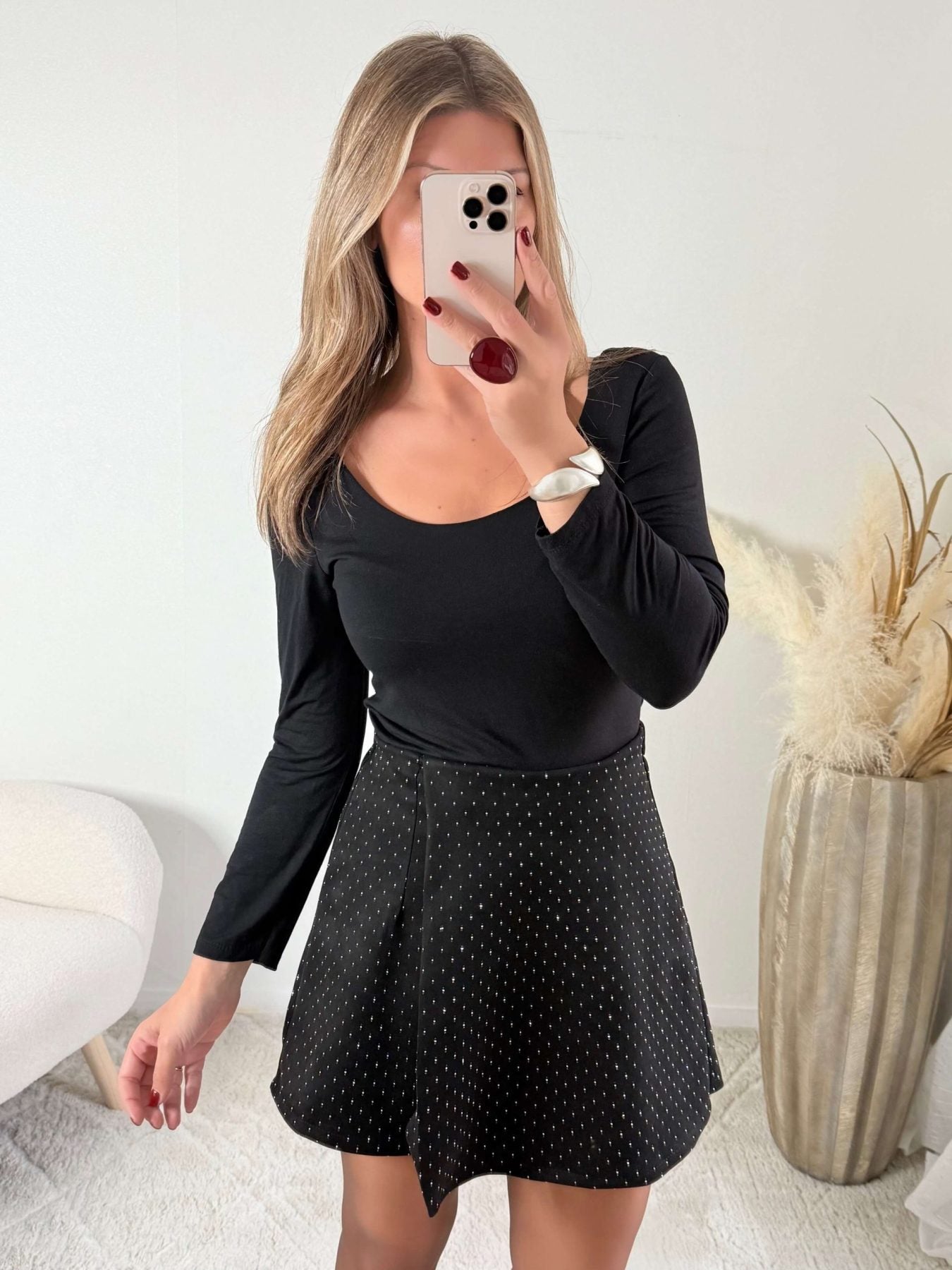 Jupe short noire à strass