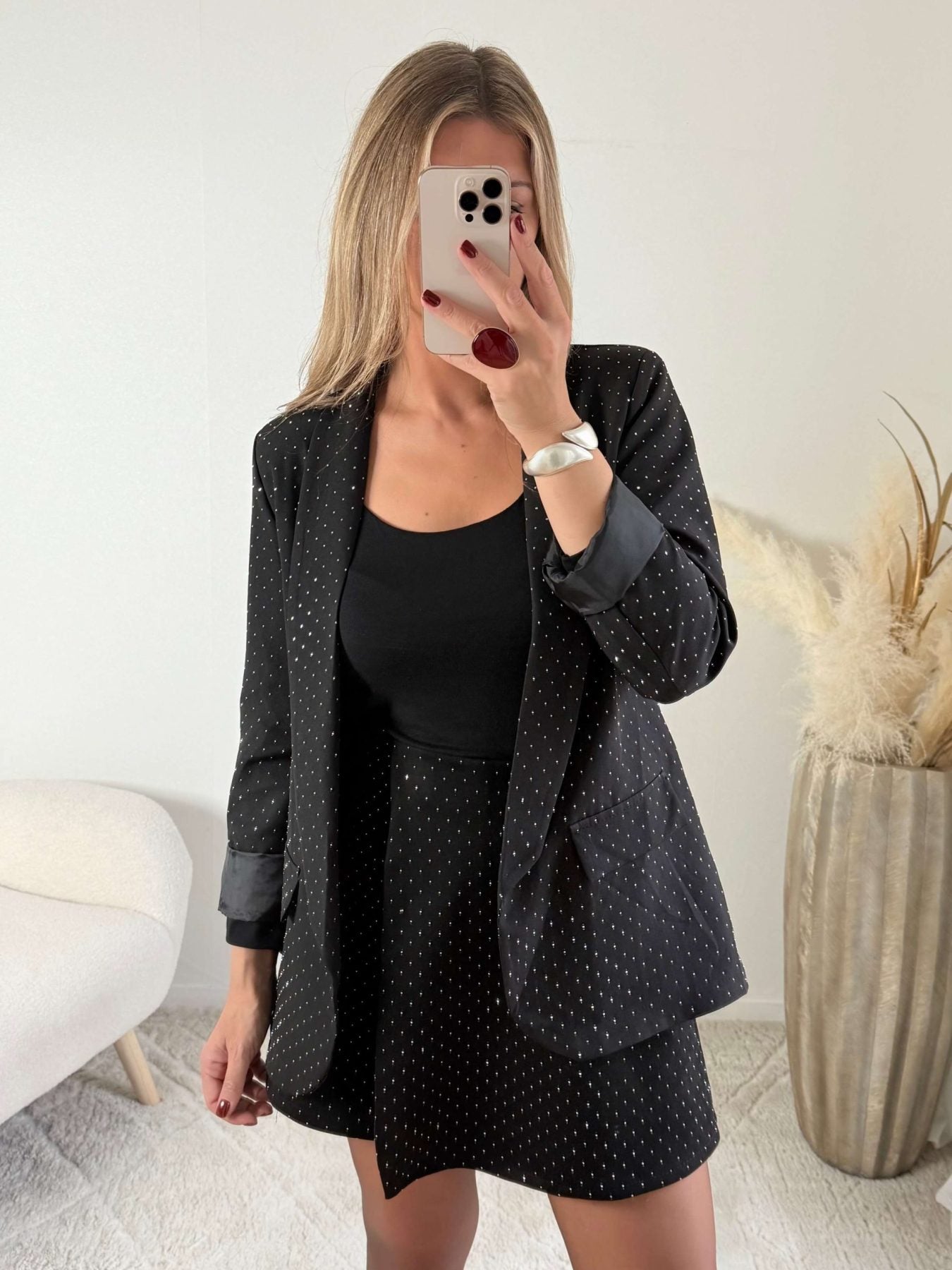 Jupe short noire à strass