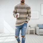 Georges - Pull en laine tricotée norvégienne homme – Kaki