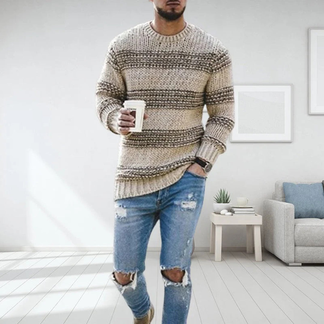 Georges - Pull en laine tricotée norvégienne homme – Kaki