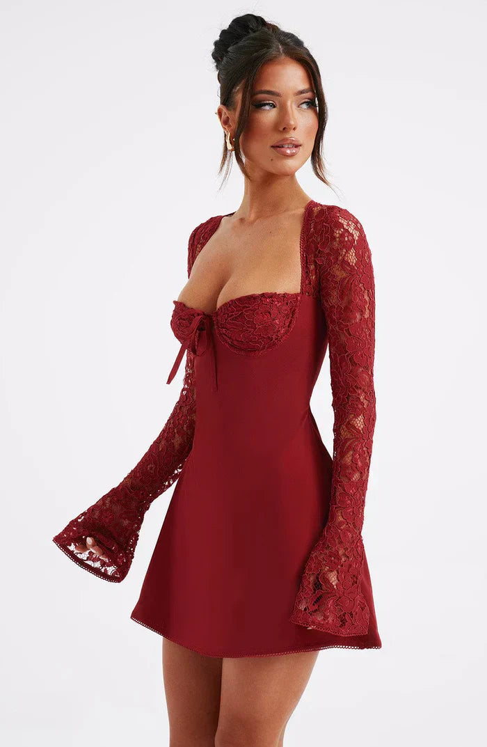 Claire | Robe Mini de Soirée à Lacets Tendance Élégant
