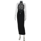 Élise | Robe Maxi Halter en Dentelle Tendance Élégante