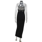 Élise | Robe Maxi Halter en Dentelle Tendance Élégante