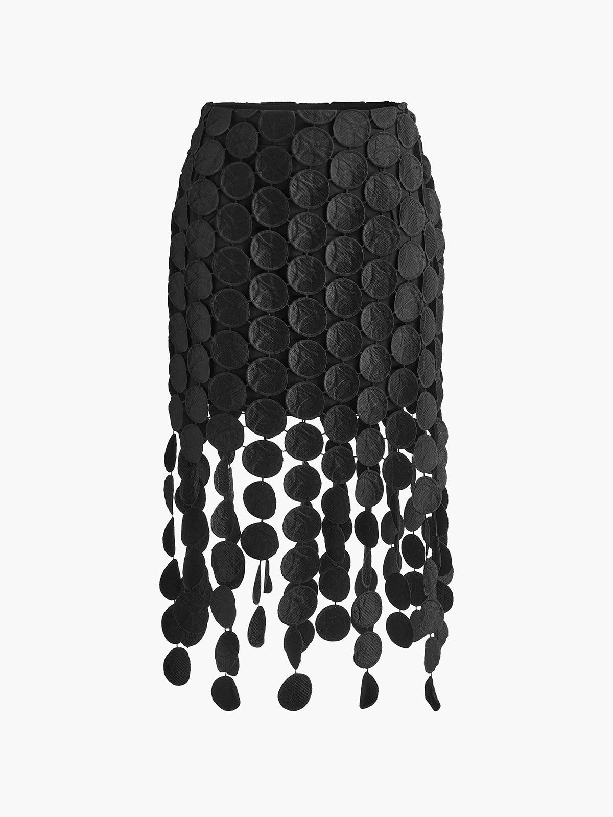 Jupe Midi Découpée au Laser Tendance Noire