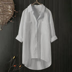 Isabelle - Chemise en Lin Longue Oversized Élégante Femme – Blanc