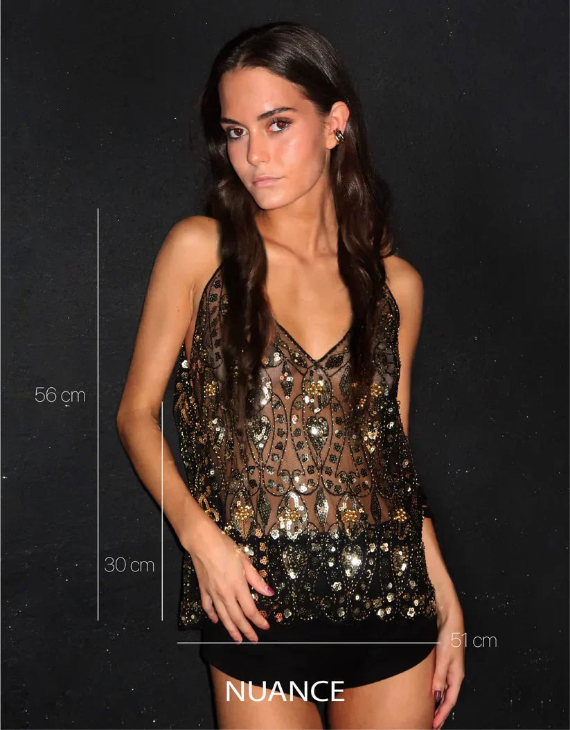 Emma | Haut de Fête Pailleté Tendance Élégant