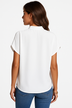 Élodie | Blouse à Col Mandarin V Tendance Élégante