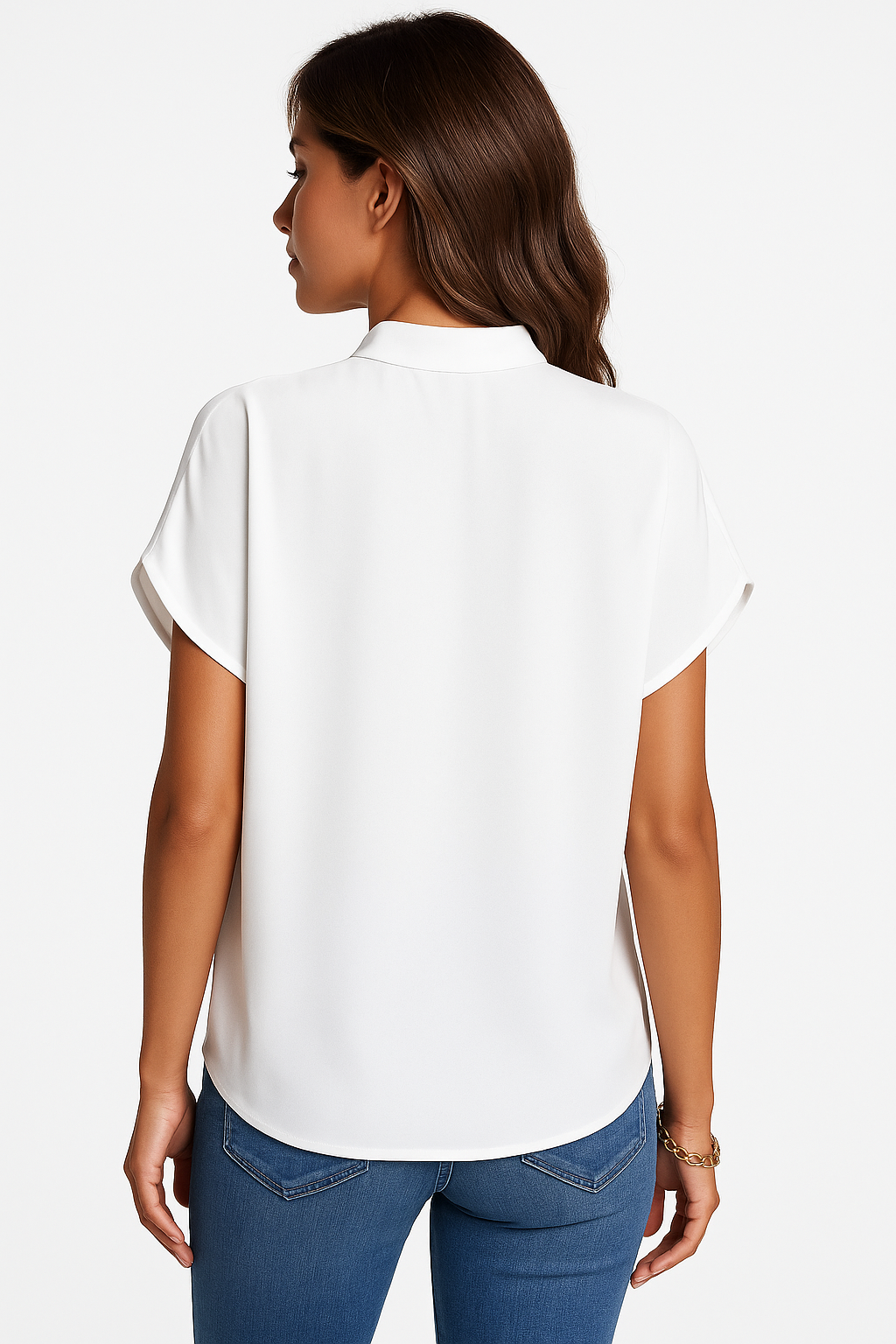 Élodie | Blouse à Col Mandarin V Tendance Élégante
