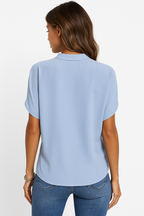 Élodie | Blouse à Col Mandarin V Tendance Élégante