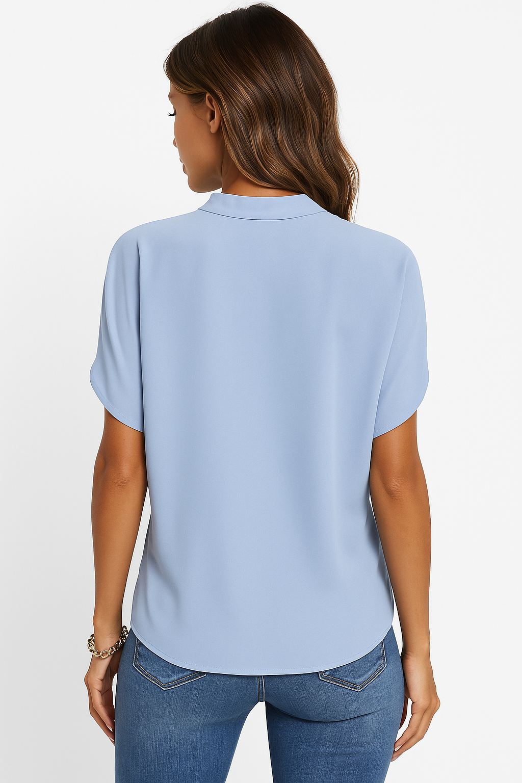 Élodie | Blouse à Col Mandarin V Tendance Élégante